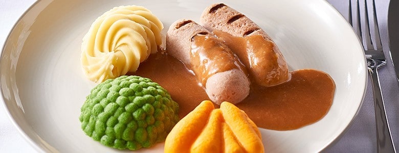 Pureed sausage meal with mash Pureed sausage meal with mash