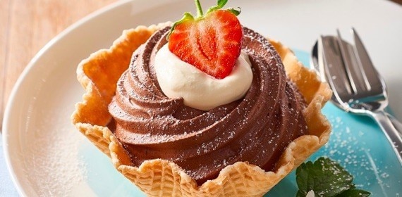 Waffle Chocolate Mousse Baskets Waffle Chocolate Mousse Baskets