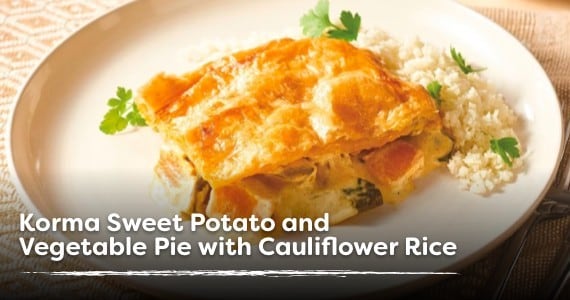 Korma Sweet Potato and Vegetable Pie with Cauliflower Rice