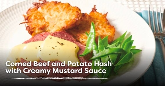 Corned Beef and Potato Hash with Creamy Mustard Sauce