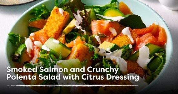 Smoked Salmon and Crunchy Polenta Salad with Citrus Dressing