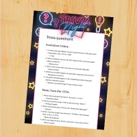 Trivia questions template