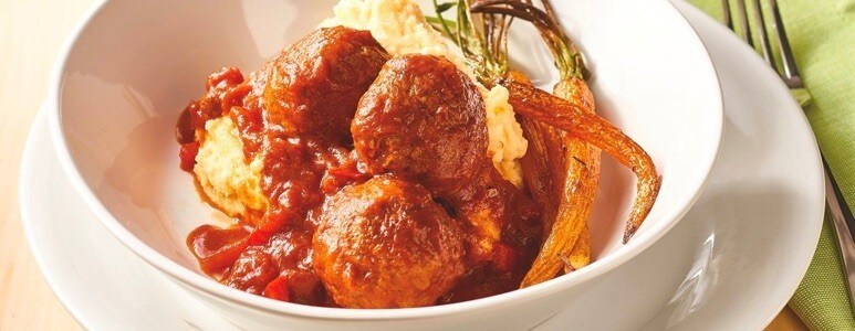 Delicious dish with meatballs Delicious dish with meatballs