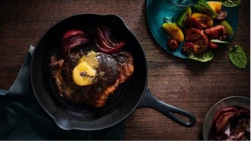 Dry Aged Whiskey Steak with Smoked Butter