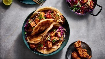 Roti Tacos with Chicken and Asian Slaw