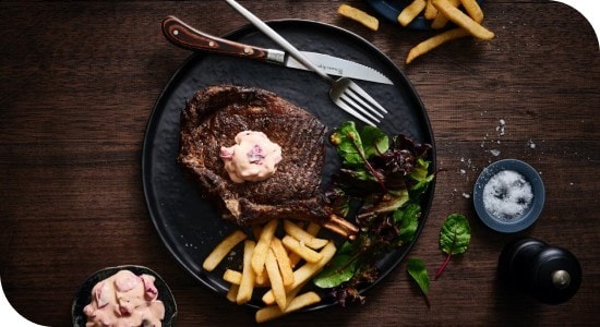 Steak with Davidson plum sauce