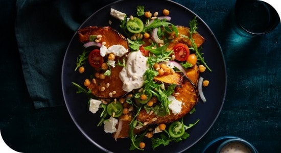 Slow-roasted pumpkin and chickpea salad
