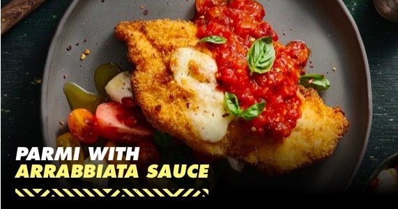 Parmi with Arrabbiata Sauce Parmi with Arrabbiata Sauce