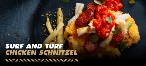 Surf and Turf Chicken Schnitzel Surf and Turf Chicken Schnitzel