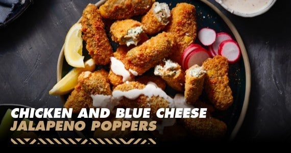 Chicken and Blue Cheese Jalapeno Poppers Chicken and Blue Cheese Jalapeno Poppers