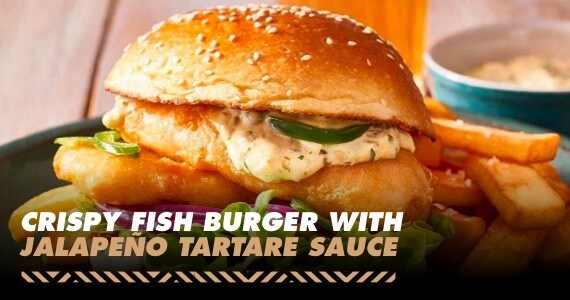 Crispy Fish Burger with Jalapeno Tartare Sauce