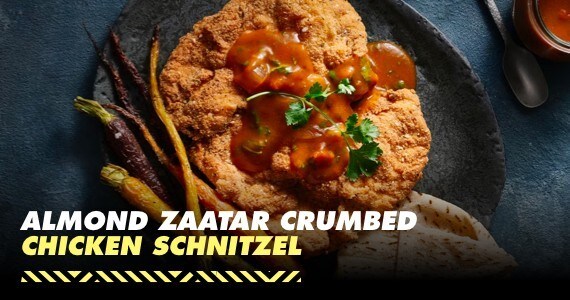Almond Zaatar Crumbed Chicken Schnitzel