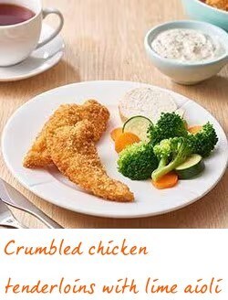 Crumbed Chicken Tenderloins with Lime Aioli