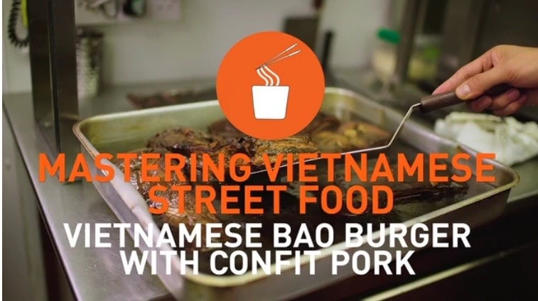 Vietnamese bao burger with confit pork