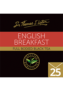 SIR THOMAS LIPTON English Breakfast Envelope Tea 25's - Made with 100% Rain Forest Alliance certified teas leaves, individually sealed for a premium and fresher tea.