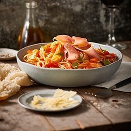 Spaghetti Napolitana with Prosciutto & Basil Spaghetti Napolitana with Prosciutto & Basil