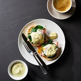 Eggs Benedict with Avocado Hollandaise Eggs Benedict with Avocado Hollandaise