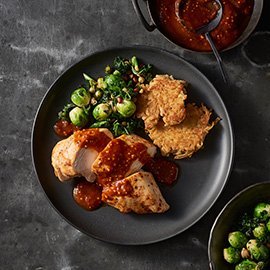 Roast Chicken Breast with Rostis and Kasundi