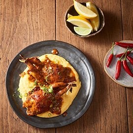 Roast Peri Peri Quail with Polenta