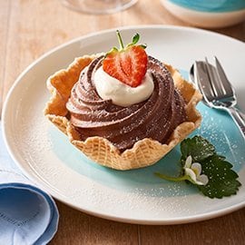 Waffle Chocolate Mousse Baskets Waffle Chocolate Mousse Baskets