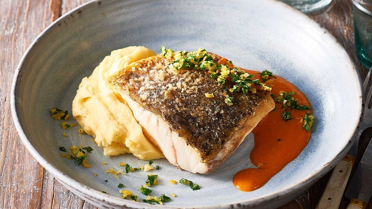 Crispy Skin Barramundi with Mash and Red Curry Beurre Blanc – Recipe
