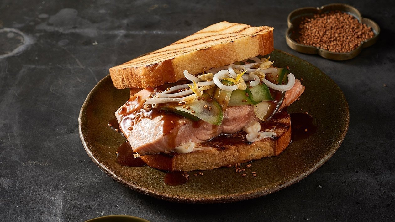 Fried Salmon Steak Sandwich with Teriyaki Mayo – Recipe