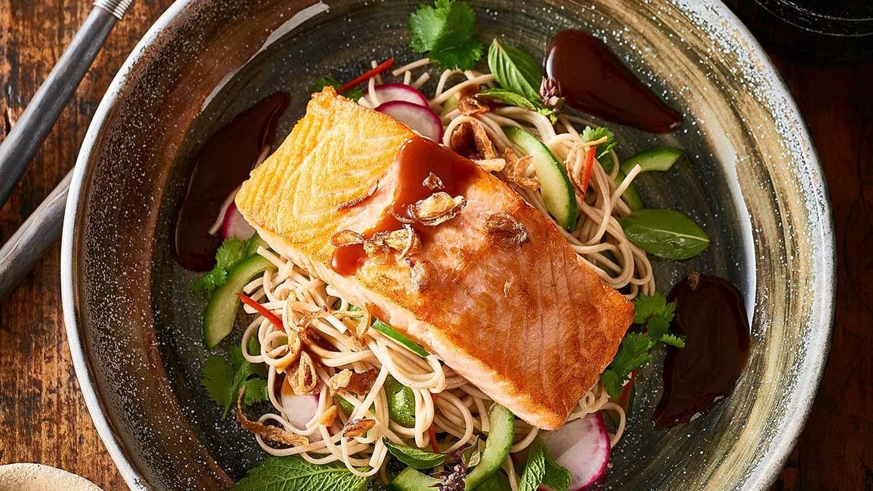Teriyaki salmon, soba noodle salad – Recipe