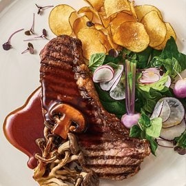 NY Steak with Shimeji Mushroom Sauce