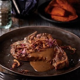 King Cut T-Bone with Smoked Garlic and Bourbon Diane King Cut T-Bone with Smoked Garlic and Bourbon Diane