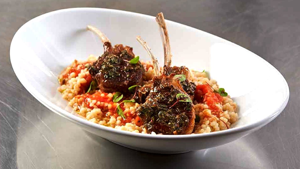 Pepper Thyme Lamb Rack, Fergola, Smoky Tomato – Recipe