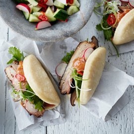 Steamed Pork Belly Bun, Hoisin Mayonnaise Steamed Pork Belly Bun, Hoisin Mayonnaise