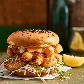 Popcorn Prawn Roll with Jalapeño Mayo Popcorn Prawn Roll with Jalapeño Mayo