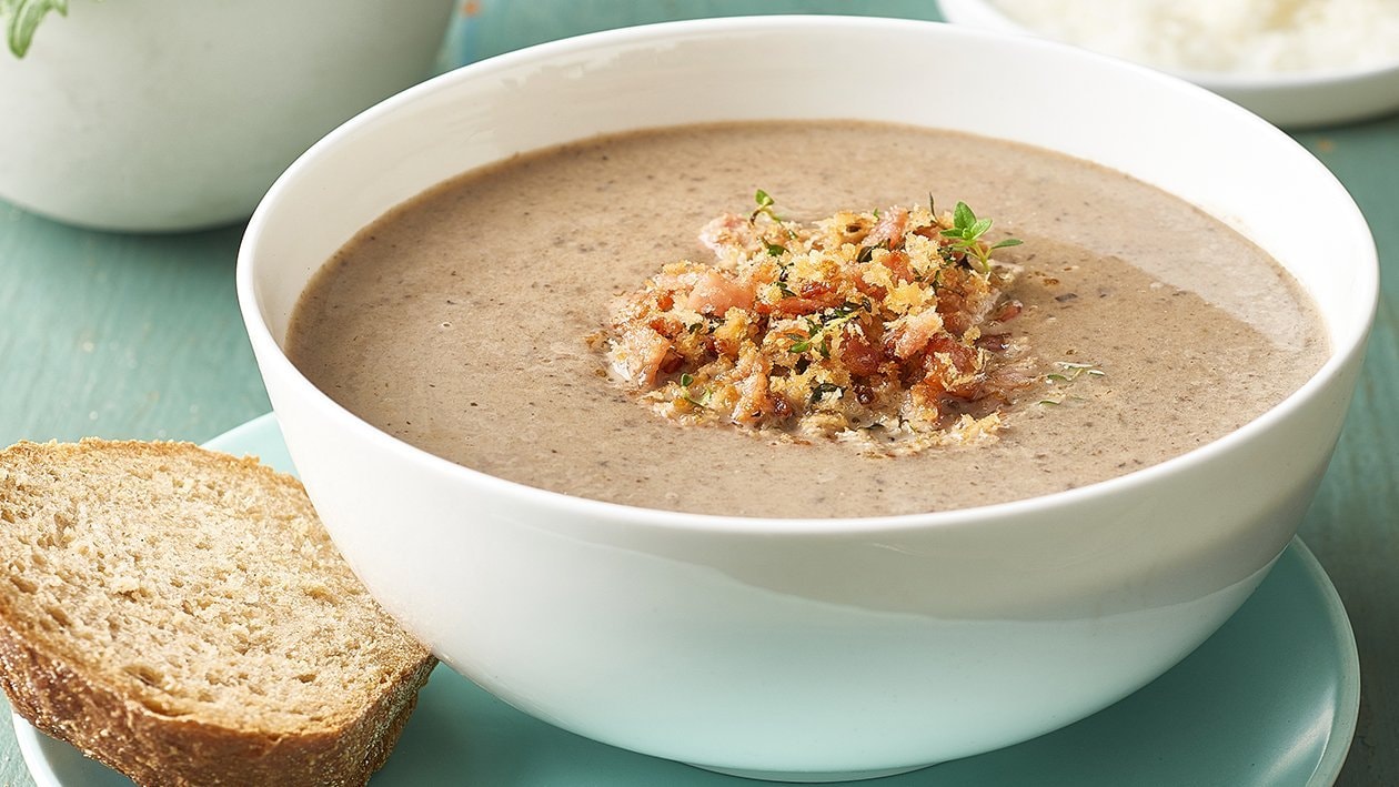 Cream of Mushroom Soup with Bacon Pangrattato – Recipe