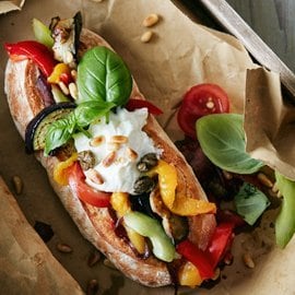 Ciabatta with Caponata and Burrata