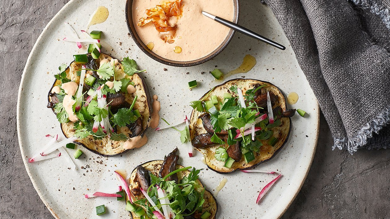 Kimchi Cream Eggplant Tacos – Recipe
