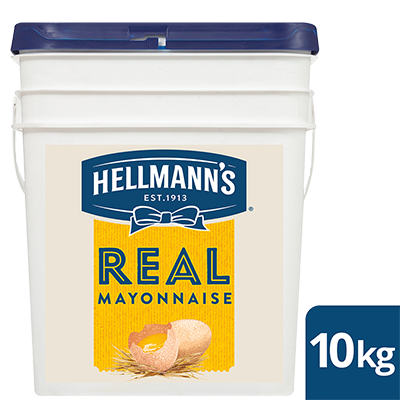 HELLMANN'S Real Mayonnaise 10 kg - HELLMANN'S Real uses traditional ingredients for a scratch-made taste - 100% free-range egg yolks, vegetable oil, lemon juice, vinegar and seasoning.