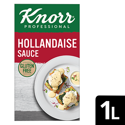 KNORR Hollandaise Sauce Gluten Free 1L - Made with 100% cage-free eggs for close-to-scratch taste. This versatile sauce can be used as a pour over sauce, as a dip, or as a base for delicious flavour mash-ups.