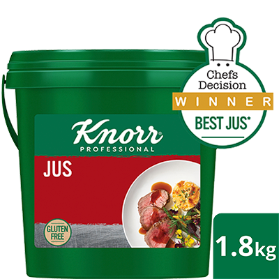 KNORR Jus Gluten Free 1.8kg - KNORR Jus Gluten Free is the perfect companion for your premium dishes. It delivers roasted and caramelised flavours with a superior rich meaty taste.