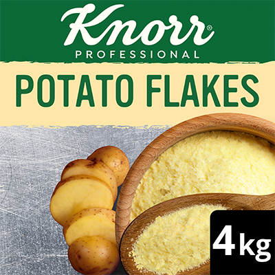 KNORR Potato Flakes Gluten Free 4kg - Made with 99% potatoes - sustainably sourced, the premium flake format of Knorr Potato Flakes delivers greater versatility and offers minimal handling.