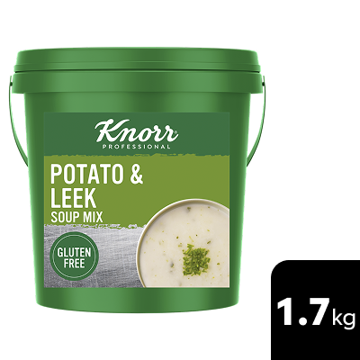 KNORR Professional Potato & Leek Soup Mix Gluten Free 1.7kg - This KNORR Professional Potato & Leek Gluten Free soup mix is quick & easy to use, has no added MSG and delivers an authentic homestyle taste.
