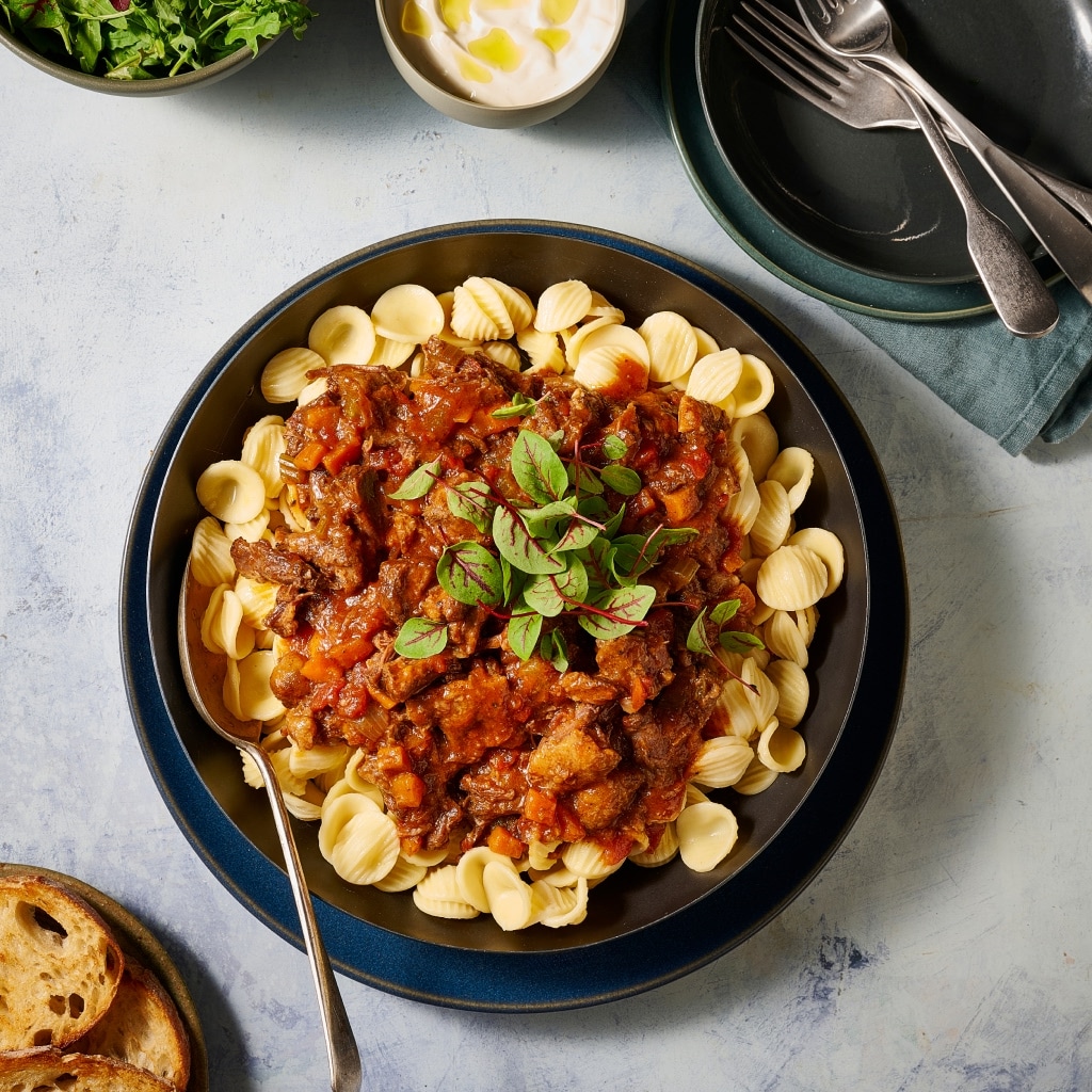 Braised Oxtail Harissa Ragu with Tahini Yoghurt Braised Oxtail Harissa Ragu with Tahini Yoghurt