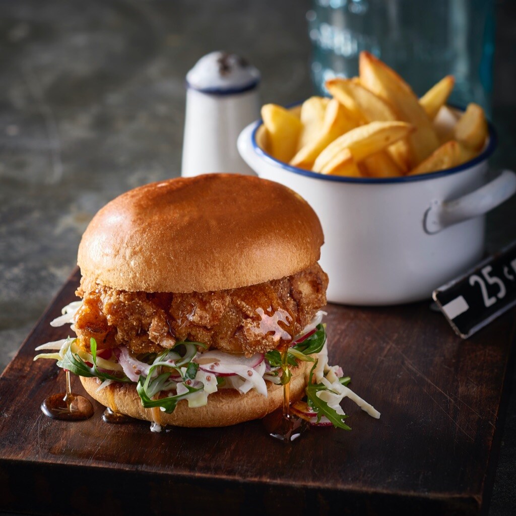 Fried Buttermilk Chicken Burger with Honey Glaze