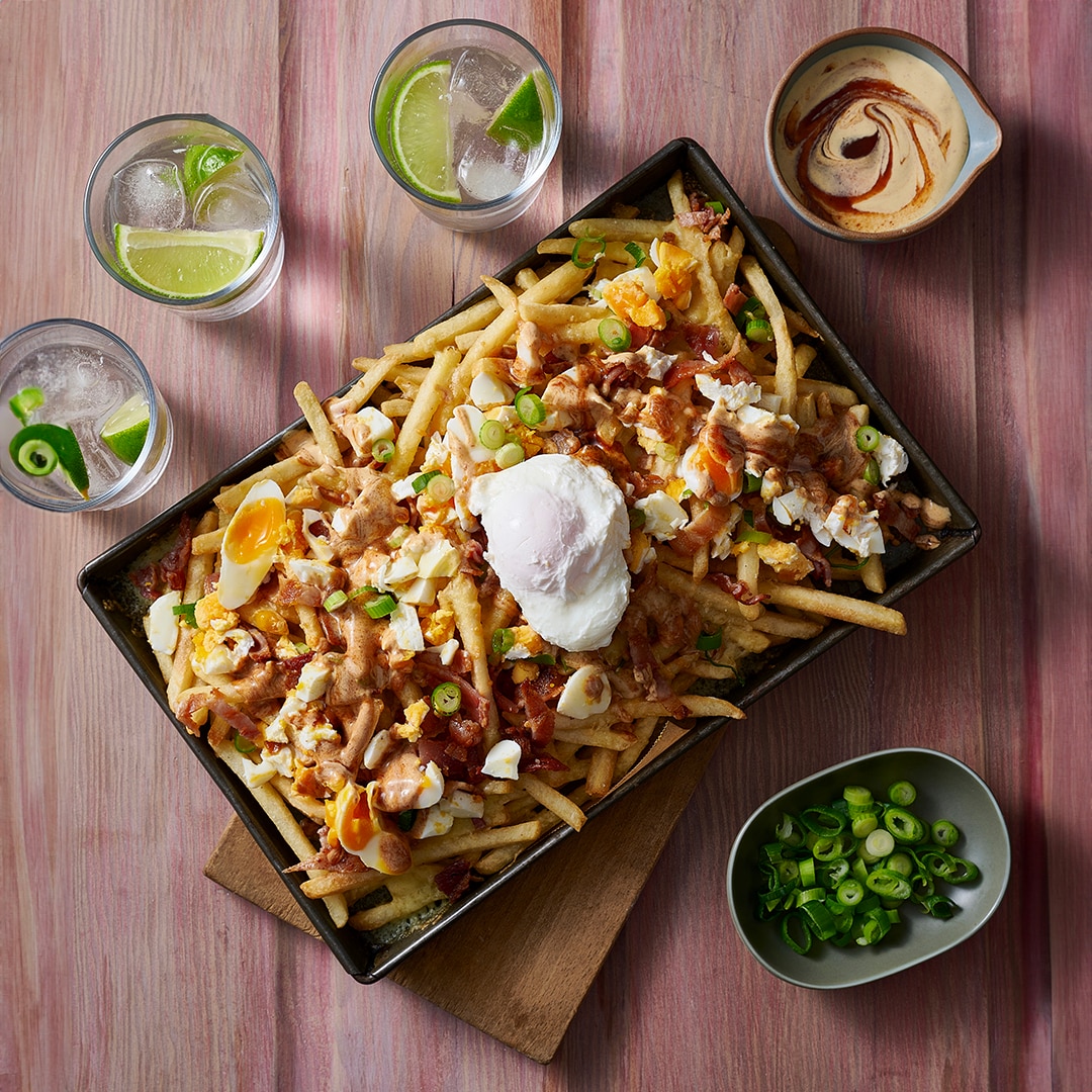 Loaded Fries Eggs Benedict Style