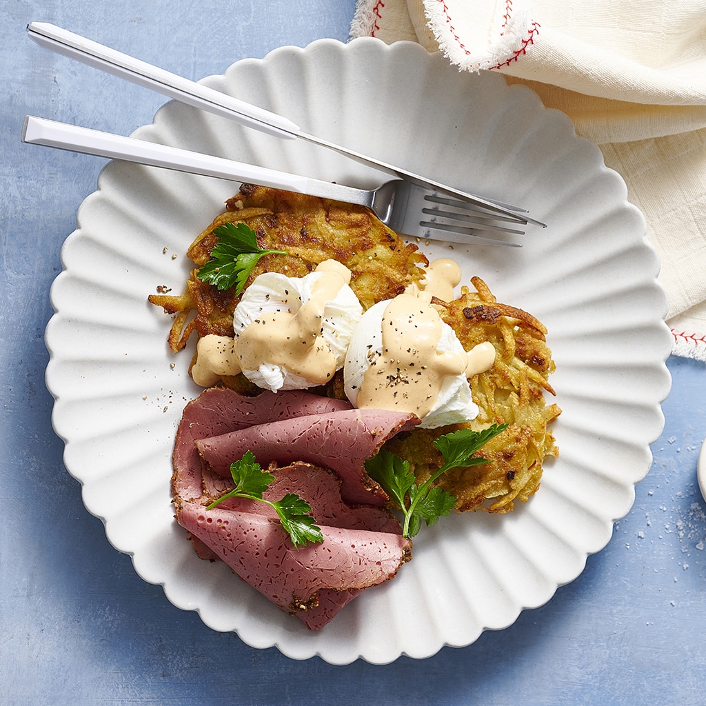 Pastrami Eggs Benedict