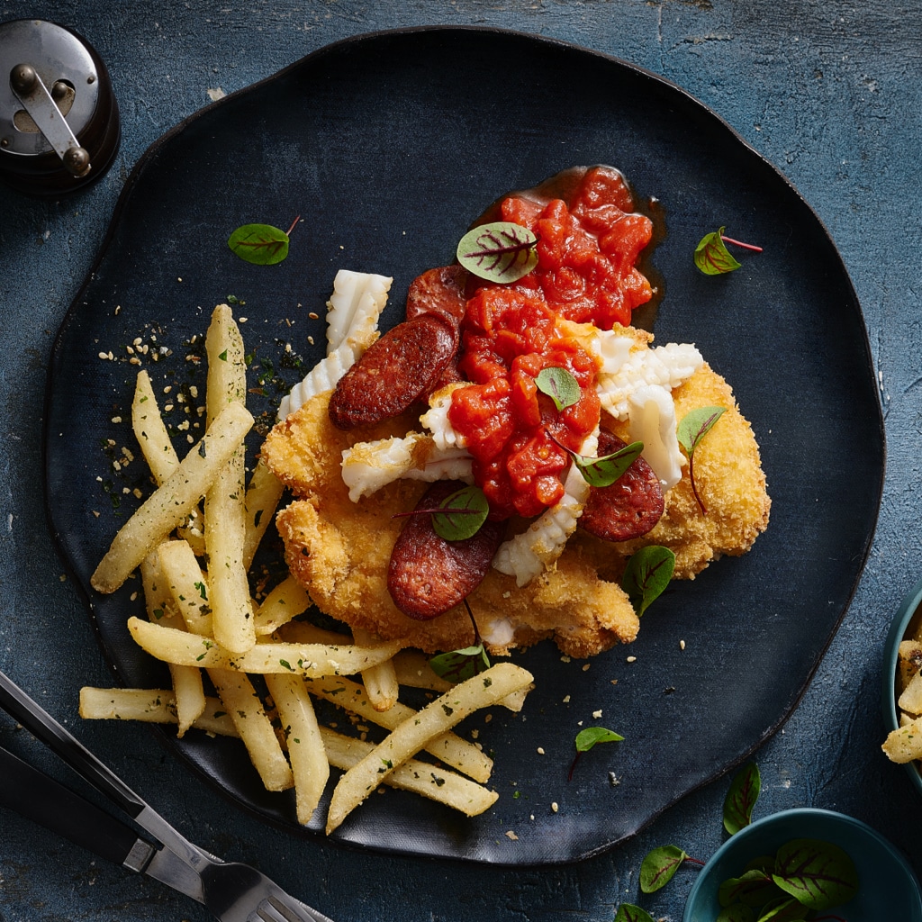 Surf and Turf Chicken Schnitzel Surf and Turf Chicken Schnitzel