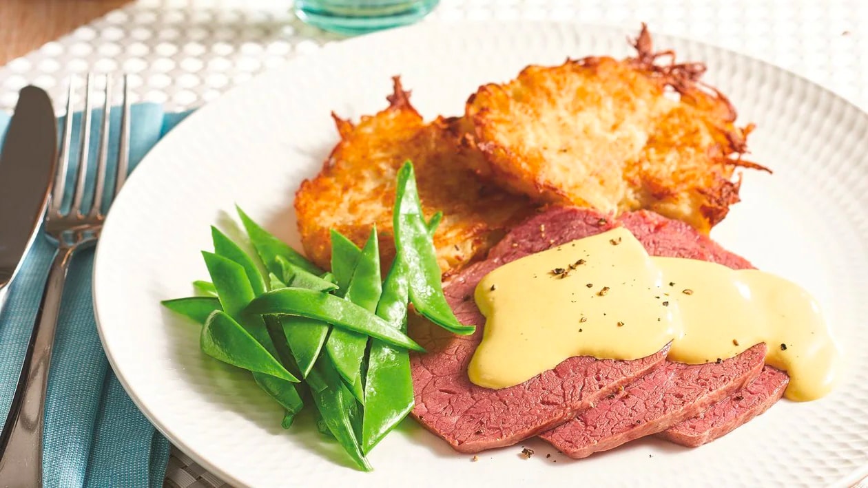 Corned Beef and Potato Hash with Creamy Mustard Sauce – Recipe
