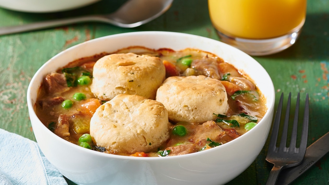 Old style pork casserole with chive dumpling – Recipe