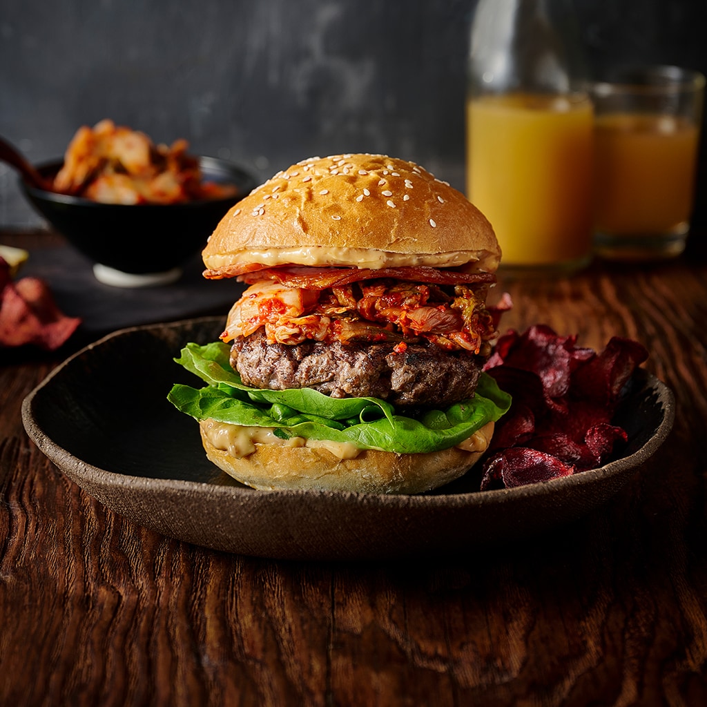 Bacon and Kimchi Burger Bacon and Kimchi Burger