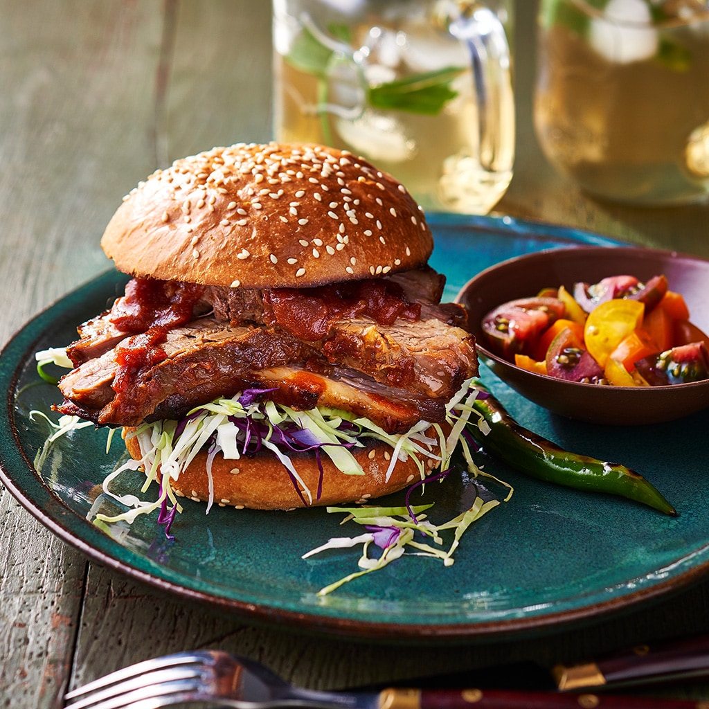 Beef Brisket Burger with Bourbon Chipotle Beef Brisket Burger with Bourbon Chipotle