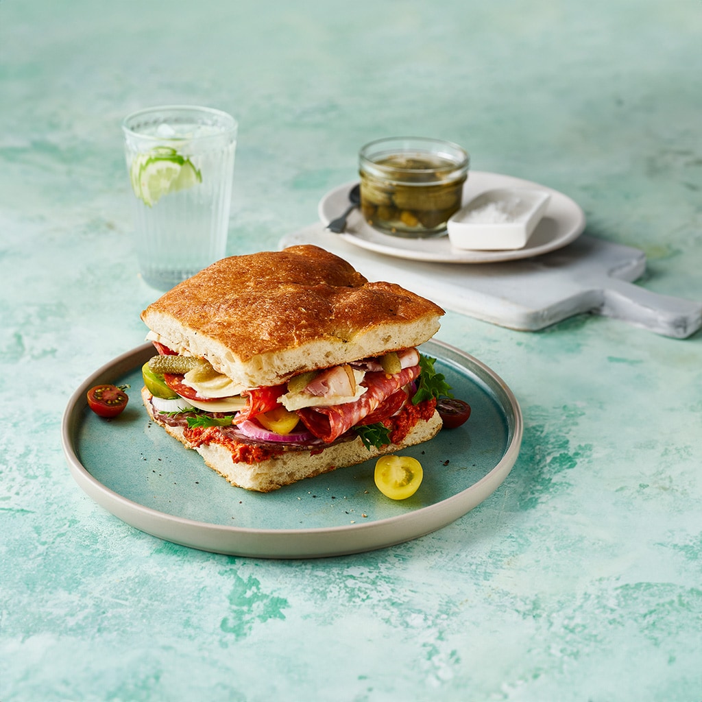 Focaccia Sandwich with Ajvar Relish Mayo